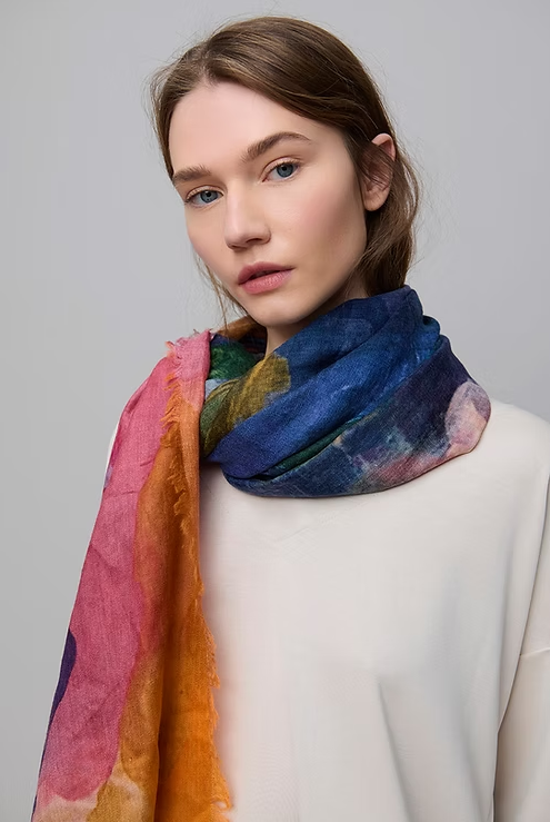 Watercolour Abstract Wool Scarf