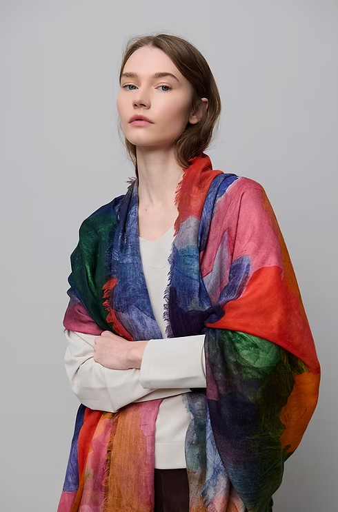 Watercolour Abstract Wool Scarf
