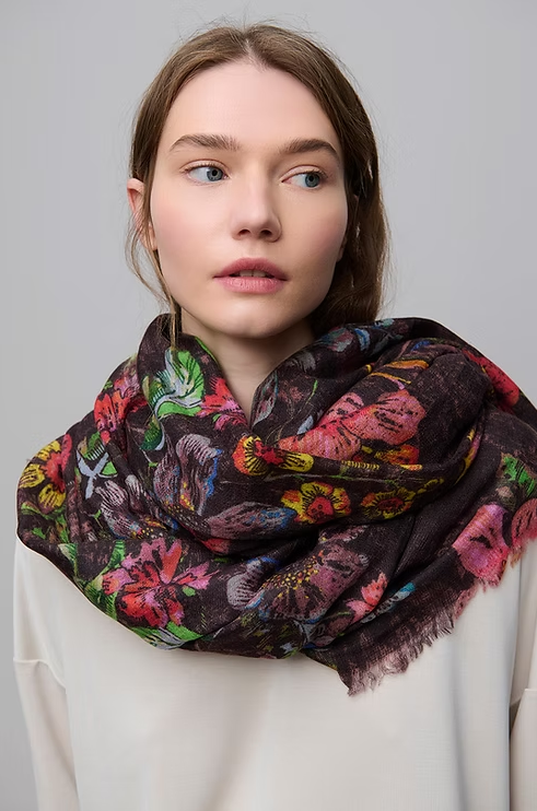 Floral Landscape Wool Scarf