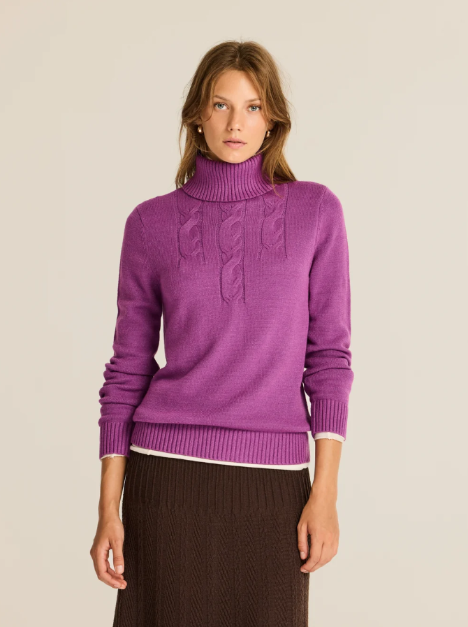 Cable-Detailed Roll-Neck Sweater