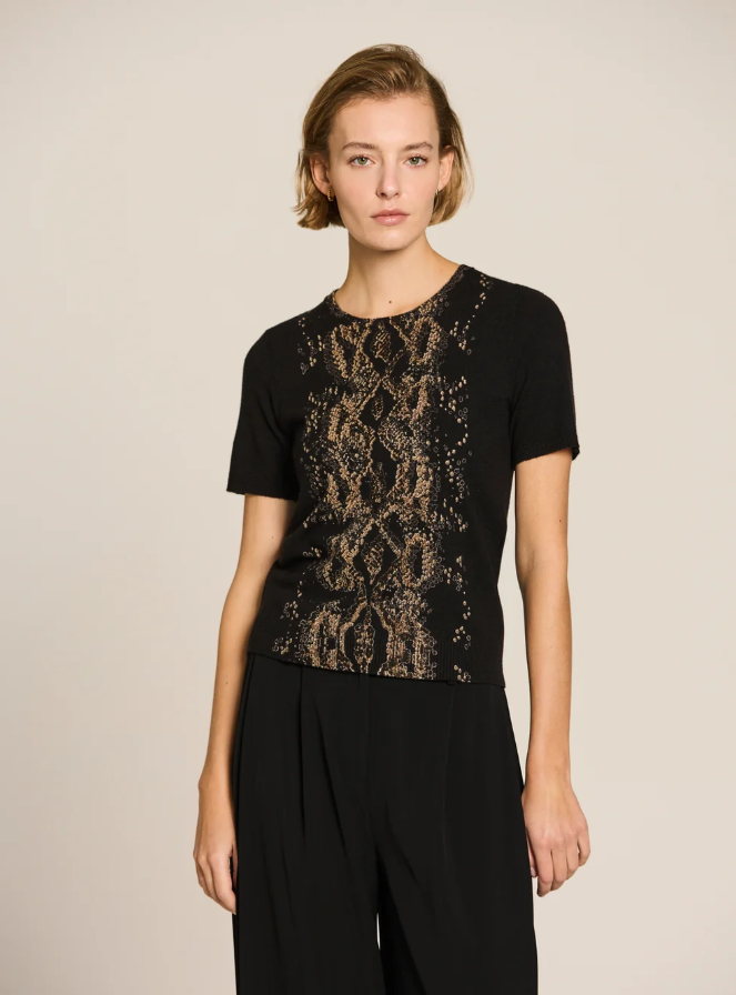 Python Speckled Crew Neck Top
