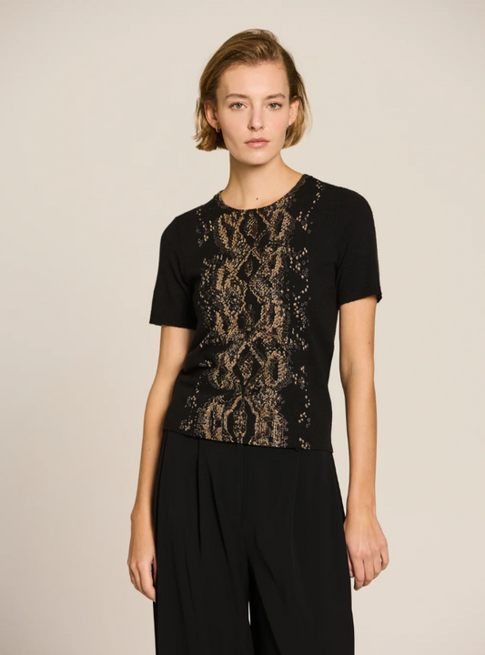 Python Speckled Crew Neck Top
