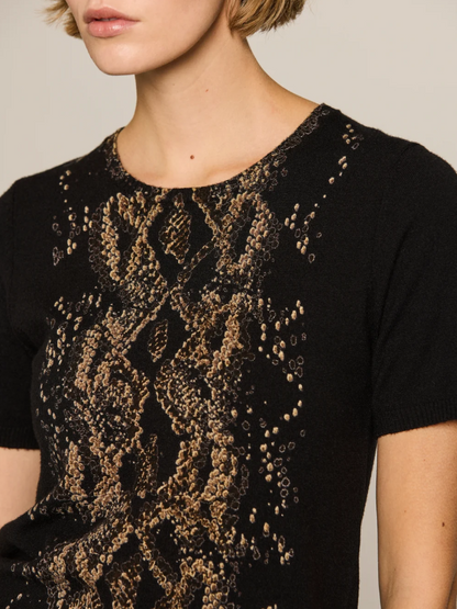Python Speckled Crew Neck Top
