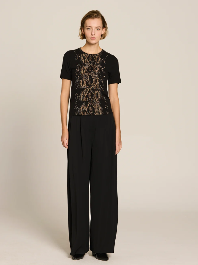 Python Speckled Crew Neck Top