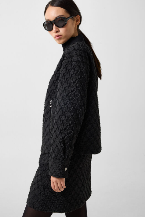 Chevron Textured Bomber Jacket