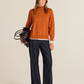 Finely Ribbed Mock Neck Sweater