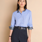 Cotton Blouse w. Silky Patterned Back