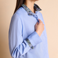 Cotton Blouse w. Silky Patterned Back