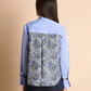 Cotton Blouse w. Silky Patterned Back