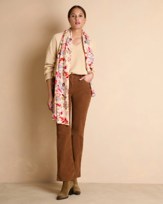 Floral Painted Wool Knit Scarf