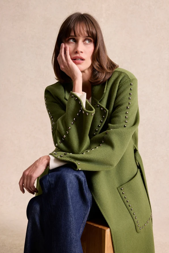 Metal Studded Wool Coat