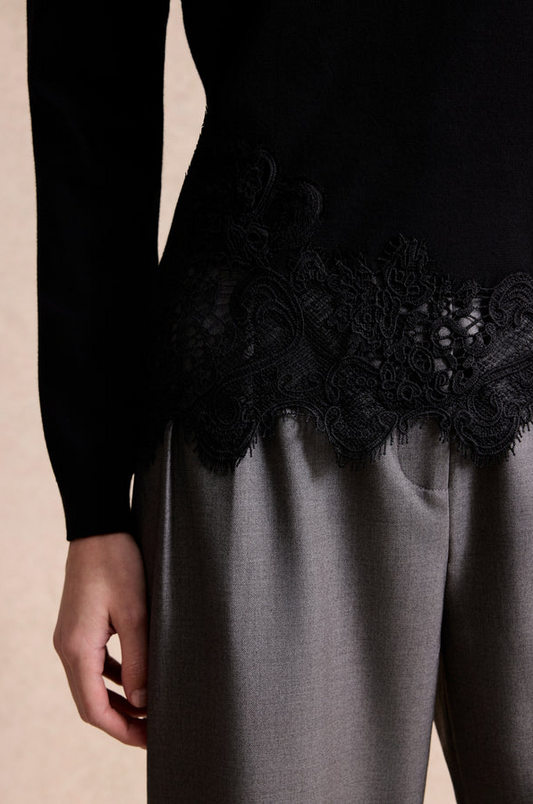 Lacey Eyelet V-Neck Sweater