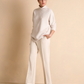 Diamond-Stitched Wool Tunic Sweater