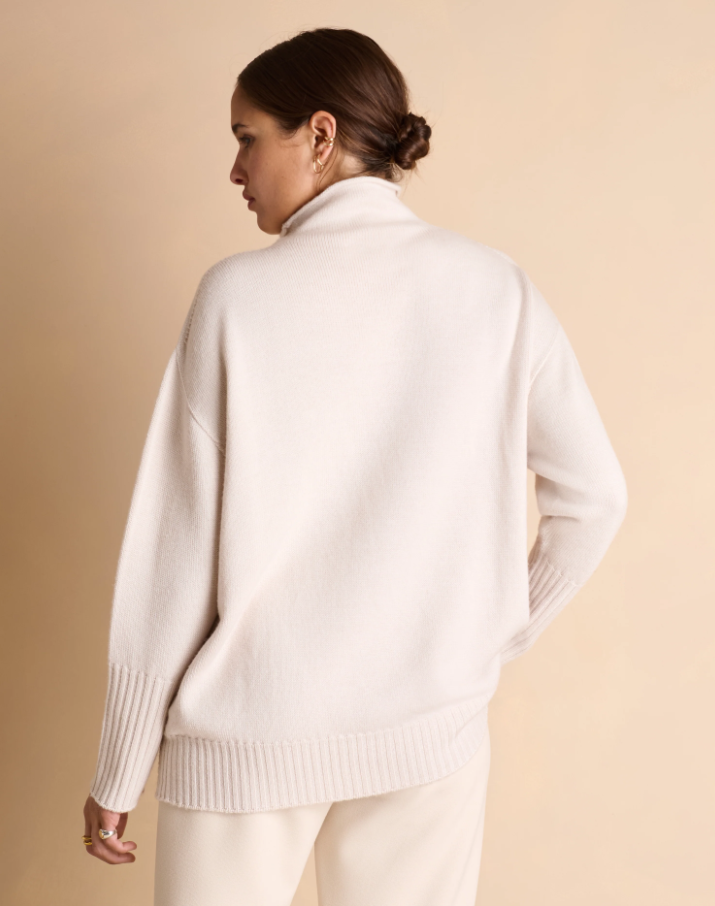 Diamond-Stitched Wool Tunic Sweater