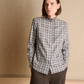 Plaid Ruffled Collar Cotton Blouse