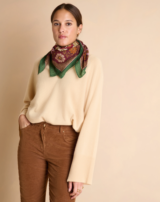Horse Motif Wool Twill Scarf