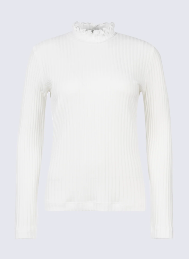 Ruffle Neck Cotton Turtleneck