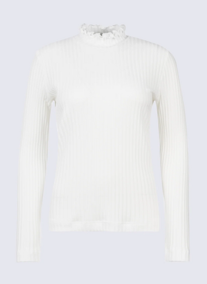 Ruffle Neck Cotton Turtleneck