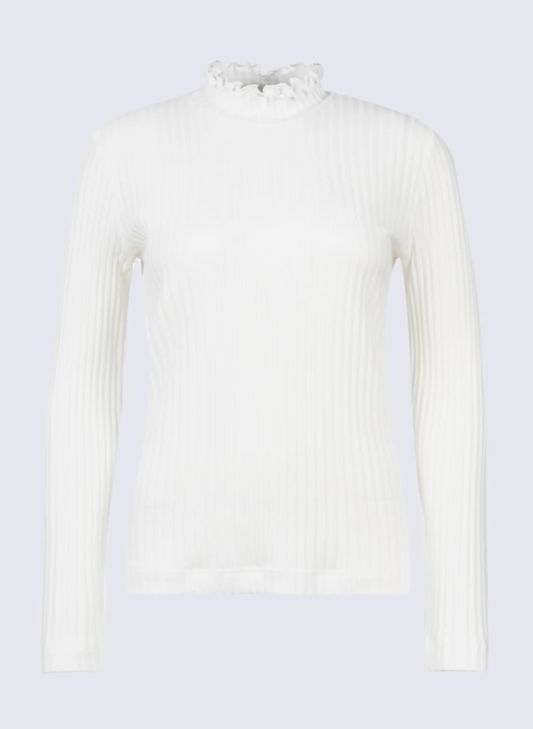 Ruffle Neck Cotton Turtleneck