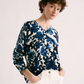 Blue Bloom V-Neck Wool Sweater