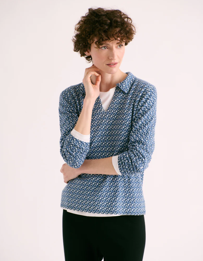 Geometric Patterned Wool Polo