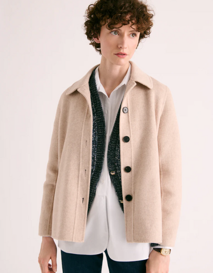 Boiled Wool A-Line Buttoned Jacket