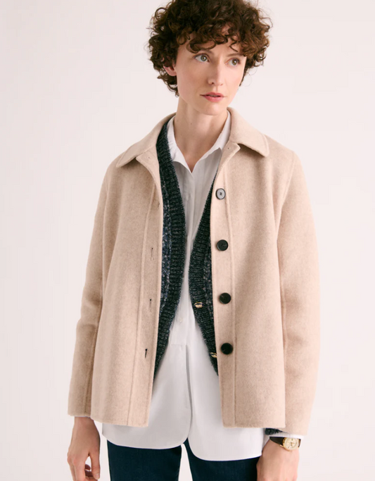 Boiled Wool A-Line Buttoned Jacket