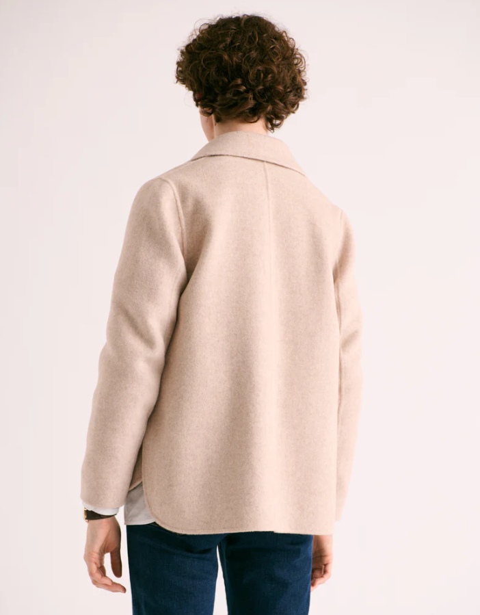 Boiled Wool A-Line Buttoned Jacket