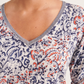 Paisley V-Neck Cotton Blend Sweater