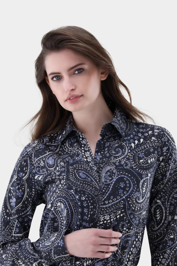 Cotton Satin Paisley Blouse
