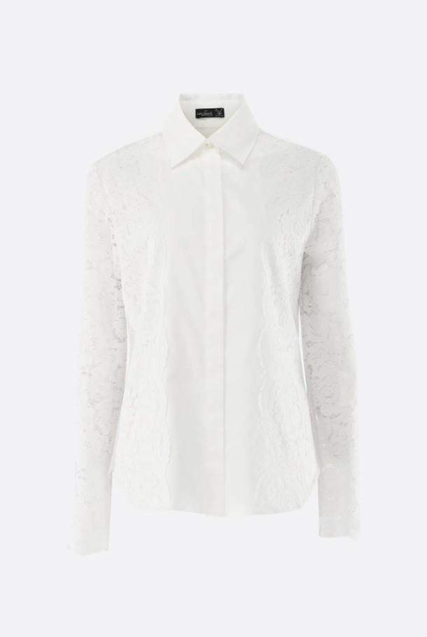 Cotton Blouse with Lace Sleeves