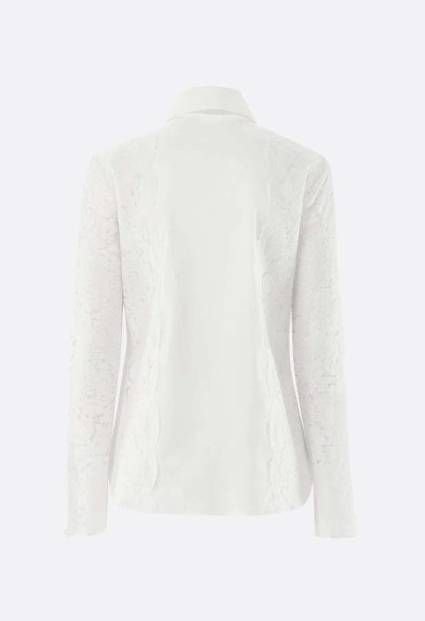 Cotton Blouse with Lace Sleeves