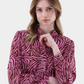 Flowy Zebra Blouse w. Rouched Sleeves