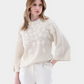 Floral Applique Oversized Wool Sweater