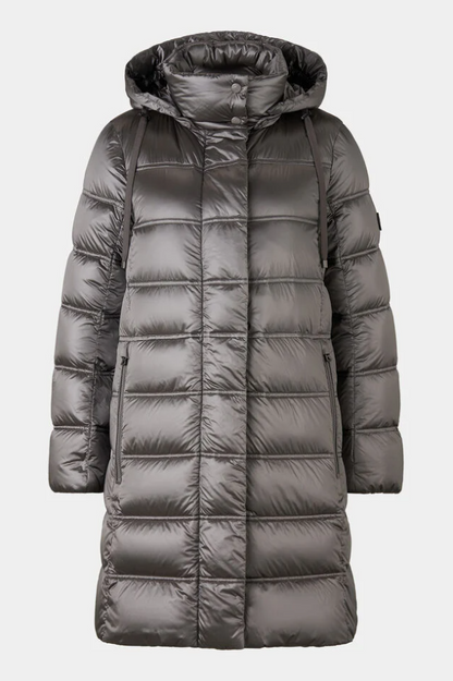 Metallic Down Coat w. Detachable Hood