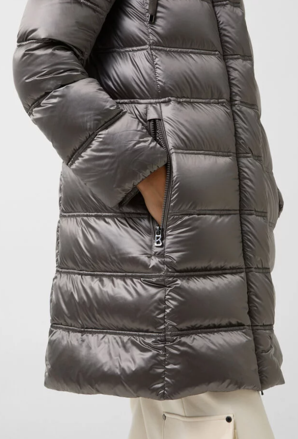 Metallic Down Coat w. Detachable Hood