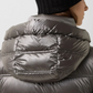 Metallic Down Coat w. Detachable Hood
