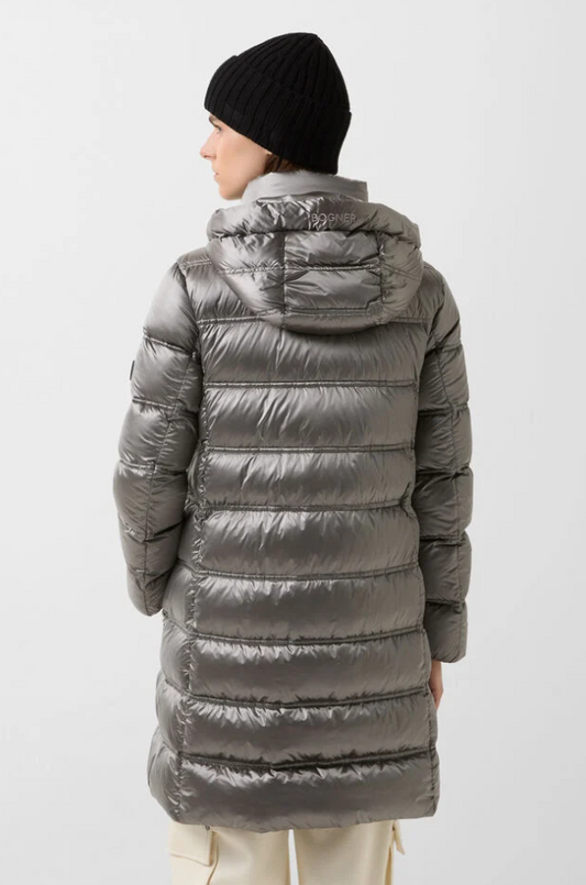 Metallic Down Coat w. Detachable Hood