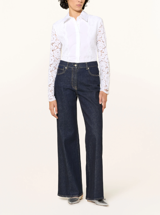 Cotton Blouse with Lace Sleeves