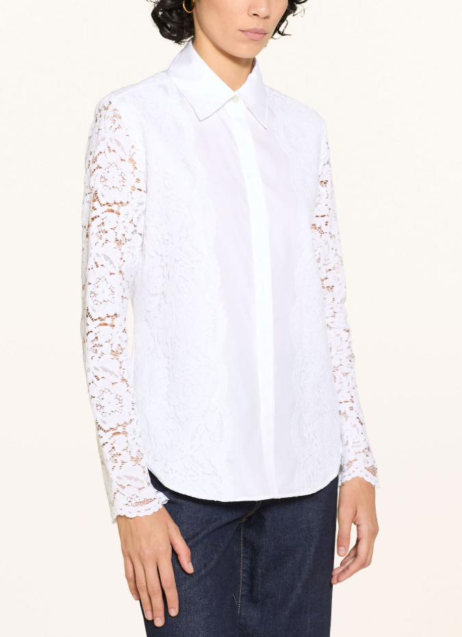 Cotton Blouse with Lace Sleeves