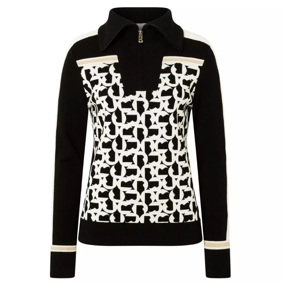 Jacquard Virgin Wool Zip Jumper