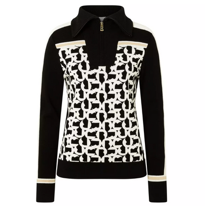 Jacquard Virgin Wool Zip Jumper