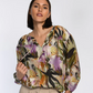 Wispy Jungle Silk-Blend Tunic Blouse