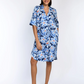 Front Pleat Floral Sketch Cotton Dress