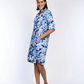 Front Pleat Floral Sketch Cotton Dress