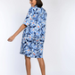 Front Pleat Floral Sketch Cotton Dress