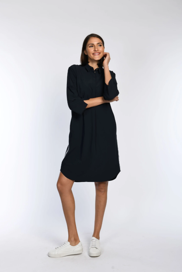 Athleisure Strip Jersey Shirt Dress