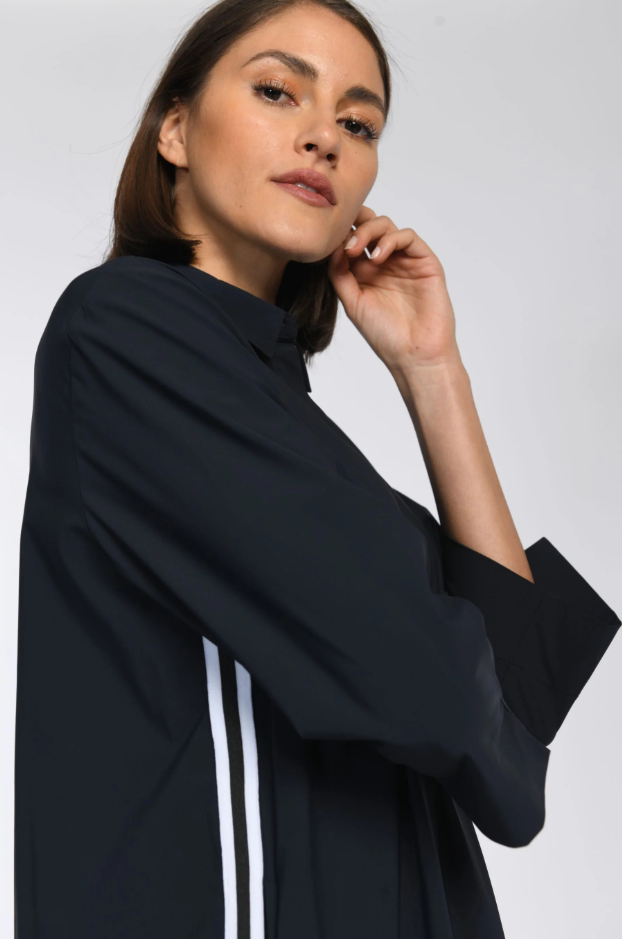 Athleisure Strip Jersey Shirt Dress