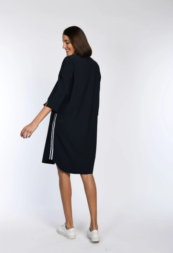 Athleisure Strip Jersey Shirt Dress