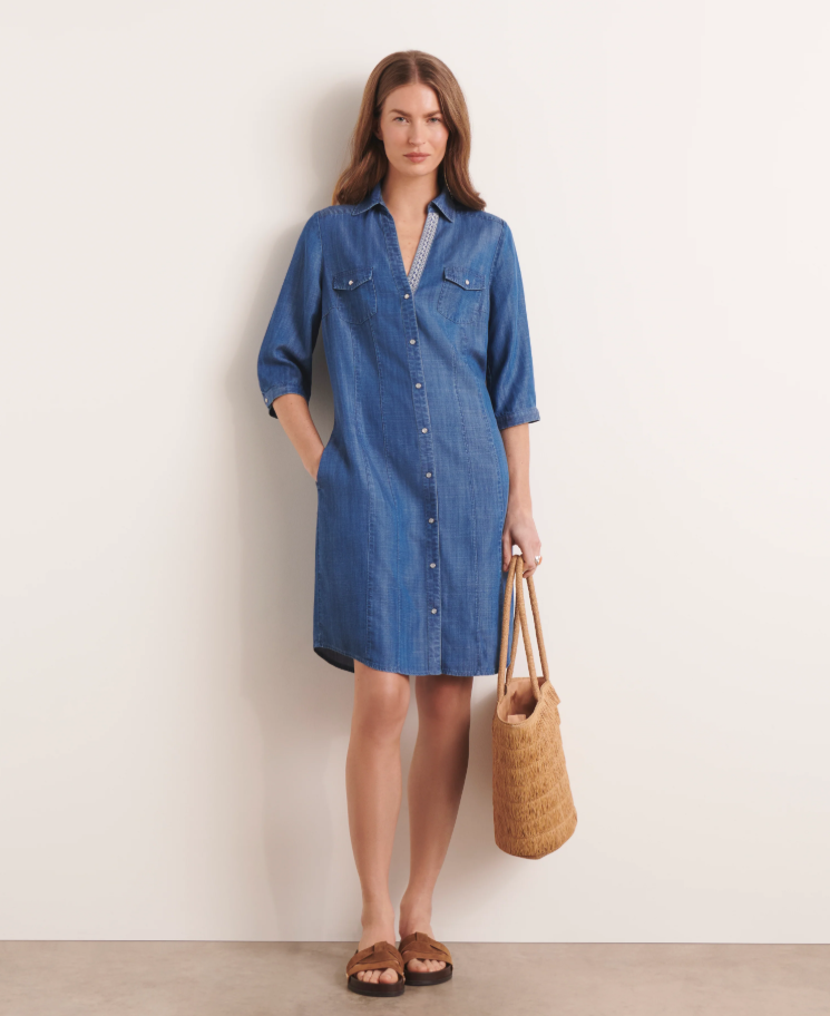 Lightweight Fitted Denim Shirt Dress
